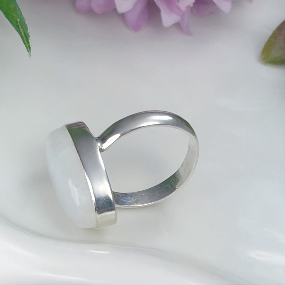 Rainbow Moonstone Ring Size 7 Pure Sterling Silver 925 Oval Boho New - Picture 7 of 12